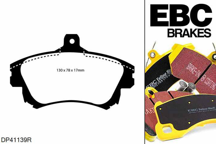 DP41139R, Mitsubishi Colt, 1.5 Turbo 2004-2012, EBC Yellowstuff remblokken set vooras, Voor modellen met Girling/TRW remklauwen aan de vooras, Voor modellen met een remschijf diameter 280mm