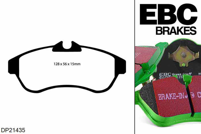 DP21435, Citroen C2, 1.4 TD 68 PK 2003-2006, EBC Greenstuff remblokken set vooras, Voor modellen met TRW remklauwen aan de vooras, Voor modellen met een remschijf diameter 266mm