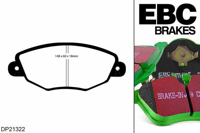 DP21322, Ford Mondeo Mk3 Saloon & Hatch, 3.0 2004-2007, EBC Greenstuff remblokken set vooras, Voor modellen met Bosch remklauwen aan de vooras, Voor modellen met een remschijf diameter 300mm