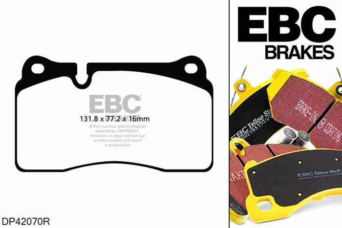 DP42070R, Audi S/RS RS3 (8P), 2.5 Turbo 335 PK 2011-2013, EBC Yellowstuff remblokken set vooras, Voor modellen met Brembo remklauwen aan de vooras, Voor modellen met een remschijf diameter 370mm