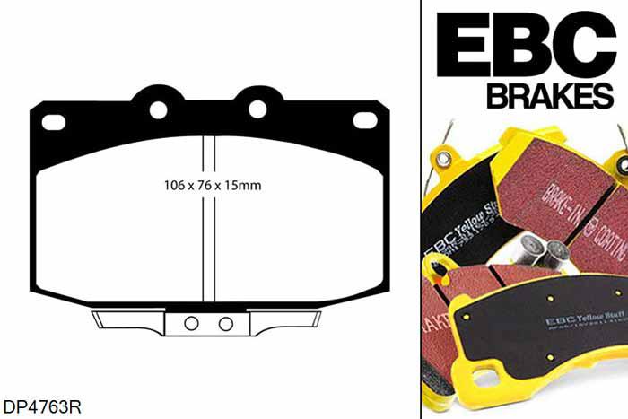 DP4763R, Mazda RX7, 2.4 (1.3) 1986-1991, EBC Yellowstuff remblokken set vooras, Voor modellen met een remschijf diameter 276mm