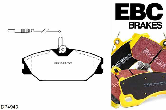 DP4949R, Renault Megane MK1 Convertible, 2.0 16v 147 PK 1996-1999, EBC Yellowstuff remblokken set vooras, Voor modellen met Girling/TRW remklauwen aan de vooras, Voor modellen met een remschijf diameter 280mm