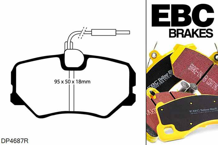 DP4687R, Citroen Saxo, 1.6 16v VTS 1996-2003, EBC Yellowstuff remblokken set vooras, Voor modellen met Girling/TRW remklauwen aan de vooras, Voor modellen met een remschijf diameter 247mm