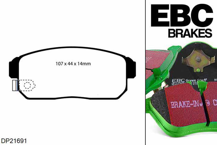 DP21691, Suzuki Ignis Sport, 1.5 2003-2005, EBC Greenstuff remblokken set achteras, Voor modellen met remschijf diameter van 258mm aan de achteras
