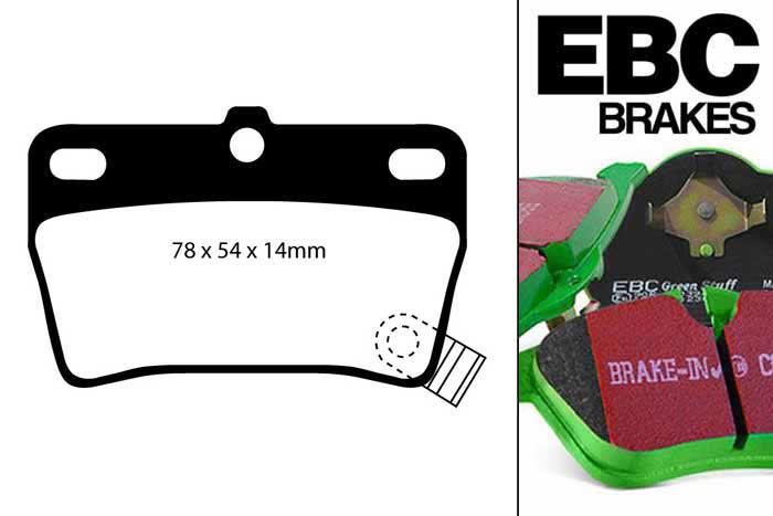 DP61403, Toyota Rav 4, 2.0 2000-2006, EBC Greenstuff remblokken set achteras, Voor modellen met Akebono remklauwen aan de achteras, Voor modellen met remschijf diameter van 303mm aan de achteras