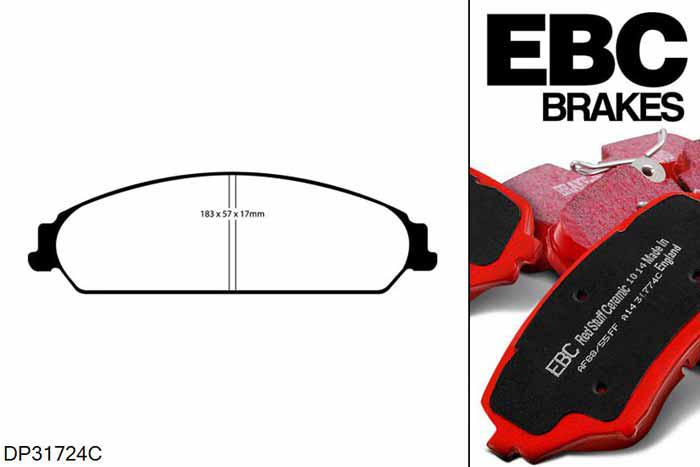 DP31724C, Dodge Challenger, 3.5 SXT 2009-2010, EBC Redstuff remblokken set vooras, Voor modellen met een remschijf diameter 345mm