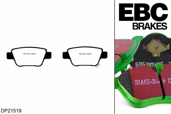 DP21519, Toyota Corolla Verso, 2.2 TD 2005-2009, EBC Greenstuff remblokken set achteras, Voor modellen met remschijf diameter van 290mm aan de achteras