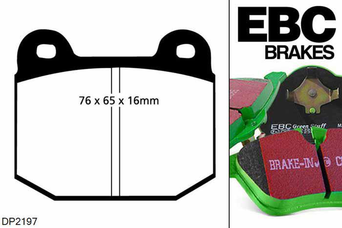 DP2197, BMW 3 Series (E21), 323 i (2.3) 1978-1979, EBC Greenstuff remblokken set vooras, Voor modellen met ATE remklauwen aan de vooras, Voor modellen met een remschijf diameter 255mm