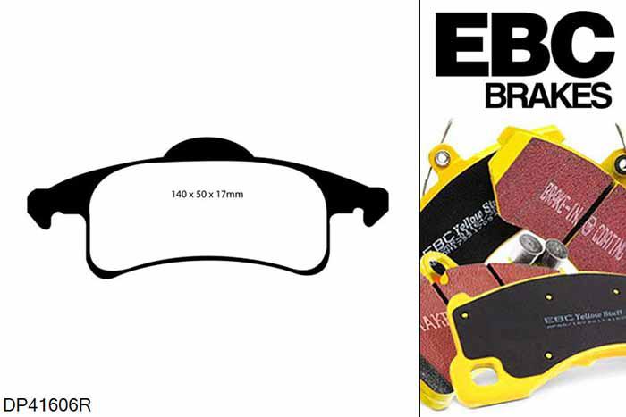 DP41606R, Jeep Grand Cherokee, 4.0 Grand Cherokee, EBC Yellowstuff remblokken set achteras Voor modellen met ATE remklauwen aan de achteras, Voor modellen met remschijf diameter van 305mm aan de achteras