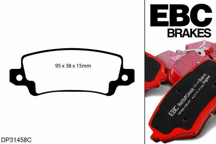 DP31458C, Toyota Corolla, 1.4 TD (NDE120) 2004-2007, EBC Redstuff remblokken set achteras, Voor modellen met remschijf diameter van 280mm aan de achteras