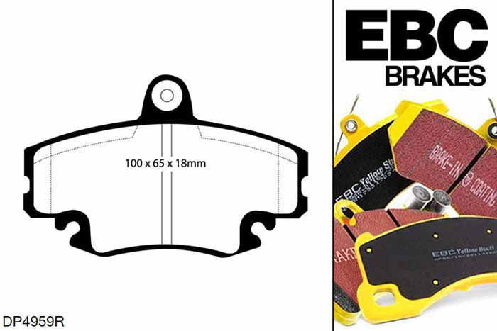 DP4959R, Renault Clio Mk1, 1.8 72mm ABS ring 1992-1998, EBC Yellowstuff remblokken set vooras, Voor modellen met Girling/TRW remklauwen aan de vooras, Voor modellen met een remschijf diameter 238mm