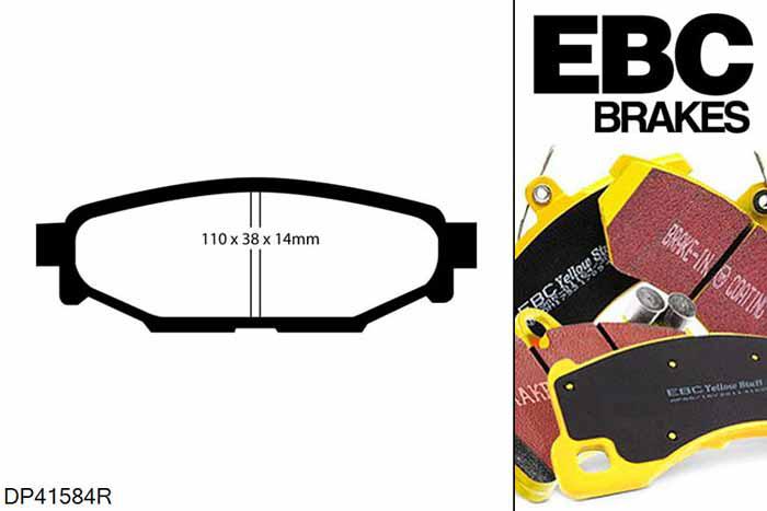 DP41584R, Subaru Impreza, 1.5 R Impreza, EBC Yellowstuff remblokken set achteras Voor modellen met Akebono remklauwen aan de achteras, Voor modellen met remschijf diameter van 286mm aan de achteras