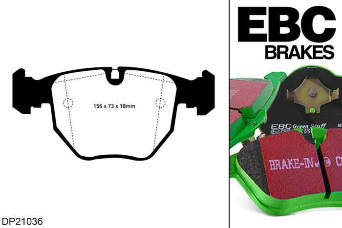 DP21036, BMW 5 Series (E39), 530 i (3.0) Touring 2000-2003, EBC Greenstuff remblokken set vooras, Voor modellen met ATE remklauwen aan de vooras, Voor modellen met een remschijf diameter 324mm