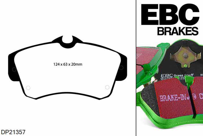 DP21357, Chrysler PT Cruiser, 2.0 2000-2010, EBC Greenstuff remblokken set vooras, Voor modellen met een remschijf diameter 280mm