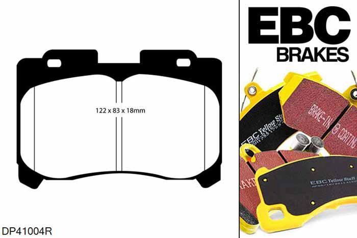 DP41004R, Toyota Celica, 2.0 Turbo GT4 (ST205) 1994-1999, EBC Yellowstuff remblokken set vooras, Voor modellen met een remschijf diameter 315mm