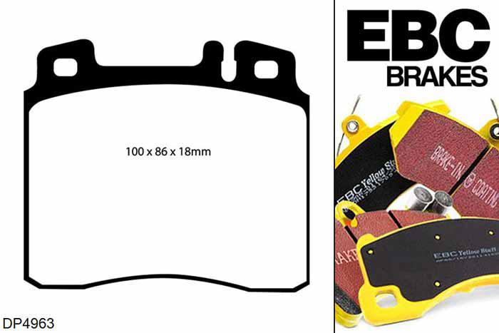 DP4963R, Mercedes CL-Class (C140), CL600 1996-1999, EBC Yellowstuff remblokken set vooras, Voor modellen met ATE remklauwen aan de vooras, Voor modellen met een remschijf diameter 320mm