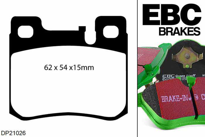 DP21026, Mercedes C-Class (W202), C280 (ASR) 1995-1997, EBC Greenstuff remblokken set achteras, Voor modellen met ATE remklauwen aan de achteras, Voor modellen met remschijf diameter van 278mm aan de achteras