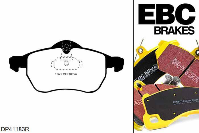 DP41183R, Opel Astra Cabriolet, 1.6 2002-2005, EBC Yellowstuff remblokken set vooras, Voor modellen met ATE remklauwen aan de vooras, Voor modellen met een remschijf diameter 256mm