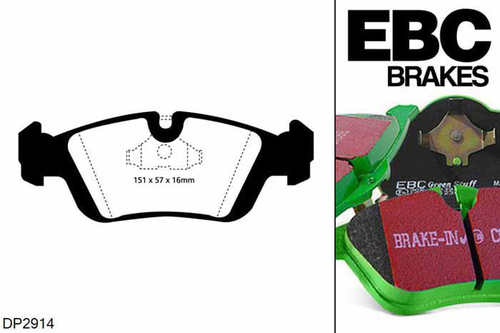 DP2914, BMW 3 Series (E36), 320 i (2.0) Coupe 1992-1999, EBC Greenstuff remblokken set vooras, Voor modellen met ATE remklauwen aan de vooras, Voor modellen met een remschijf diameter 286mm