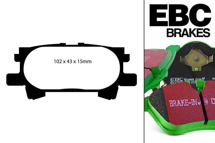 DP61682, Lexus RX400h, 3.3 hybrid 2005-2009, EBC Greenstuff remblokken set achteras, Voor modellen met remschijf diameter van 288mm aan de achteras