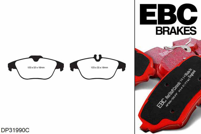 DP31990C, Mercedes C-Class Estate (S204), C180 K Sport Package 2007-2010, EBC Redstuff remblokken set achteras, Voor modellen met remschijf diameter van 300mm aan de achteras