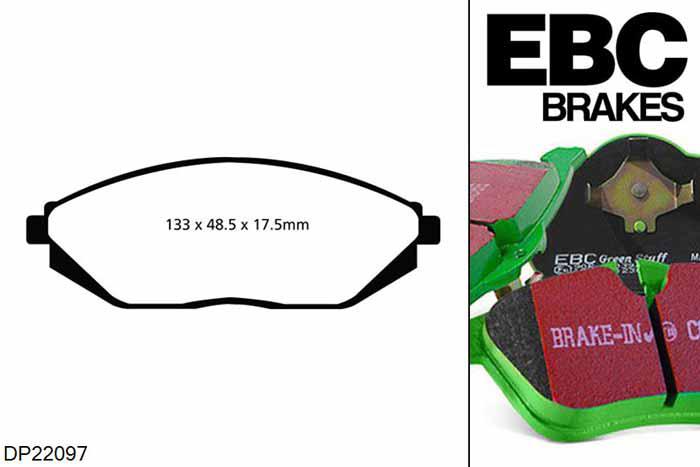 DP22097, Chevrolet Spark, 1.0 2010-, EBC Greenstuff remblokken set vooras, Voor modellen met een remschijf diameter 237mm