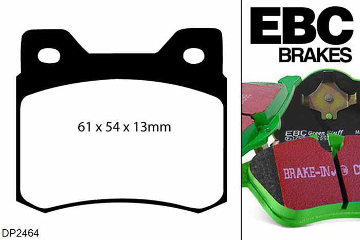 DP2464, Mercedes 190 (W201), 2.5 D 1985-1993, EBC Greenstuff remblokken set achteras, Voor modellen met ATE remklauwen aan de achteras, Voor modellen met remschijf diameter van 258mm aan de achteras
