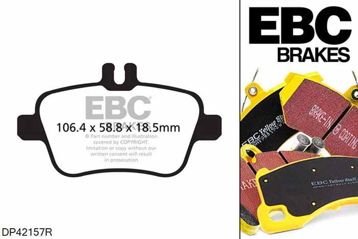 DP42157R, Mercedes A-Class (W176), A200 (1.6 Turbo) 156 PK A-Class (W176), EBC Yellowstuff remblokken set achteras, Voor modellen met remschijf diameter van 276mm aan de achteras