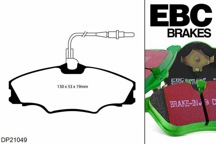 DP21049, Peugeot 406, 1.8 1995-2004, EBC Greenstuff remblokken set vooras, Voor modellen met Girling/TRW remklauwen aan de vooras, Voor modellen met een remschijf diameter 260mm