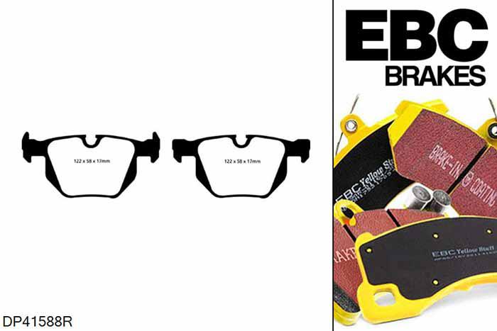 DP41588R, BMW 3 Series (E90) Sedan, 330 i (3.0) 3 Series (E90) Sedan, EBC Yellowstuff remblokken set achteras Voor modellen met ATE remklauwen aan de achteras, Voor modellen met remschijf diameter van 336mm aan de achteras