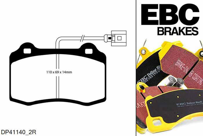 DP41140/2R, Seat Leon (1M), 1.8 Turbo Cupra R 210 PK 2002-2006, EBC Yellowstuff remblokken set vooras, Voor modellen met Brembo remklauwen aan de vooras, Voor modellen met een remschijf diameter 323mm