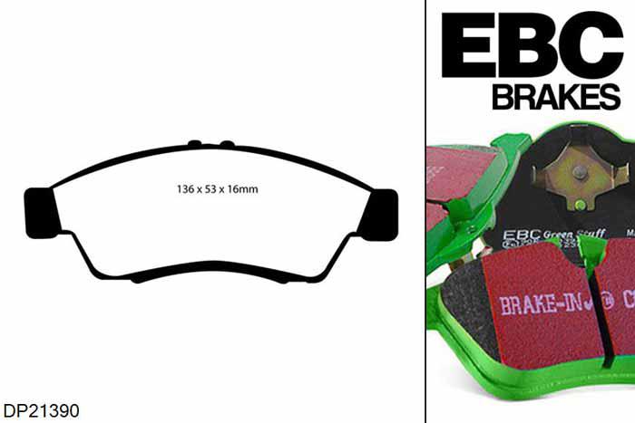 DP21390, Suzuki Liana, 1.6 2001-2008, EBC Greenstuff remblokken set vooras, Voor modellen met een remschijf diameter 245mm