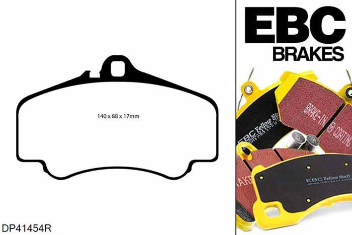 DP41454R, Porsche 911 (996) (Cast Iron Disc Only), 3.6 GT3 360 PK 1999-2001, EBC Yellowstuff remblokken set vooras, Voor modellen met Brembo remklauwen aan de vooras, Voor modellen met een remschijf diameter 330mm