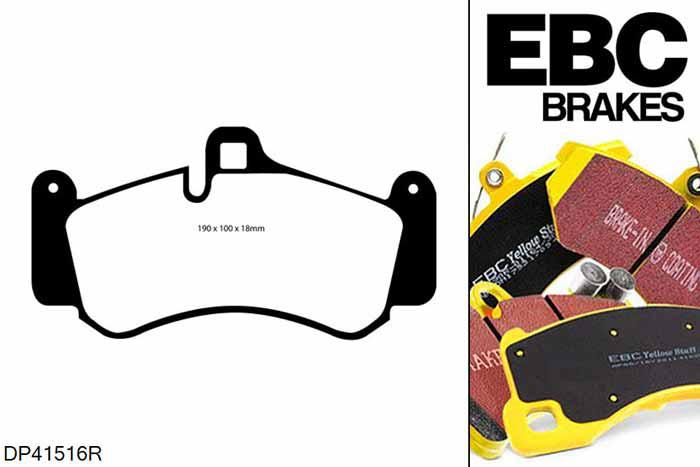 DP41516R, Porsche 911 (996) (Cast Iron Disc Only), 3.6 GT3 381 PK 2003-2005, EBC Yellowstuff remblokken set vooras, Voor modellen met Brembo remklauwen aan de vooras, Voor modellen met een remschijf diameter 350mm