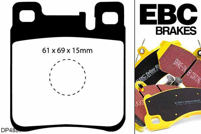 DP4887R, Mercedes CLK (C209), CLK55 AMG CLK (C209), EBC Yellowstuff remblokken set achteras Voor modellen met ATE remklauwen aan de achteras, Voor modellen met remschijf diameter van 300mm aan de achteras