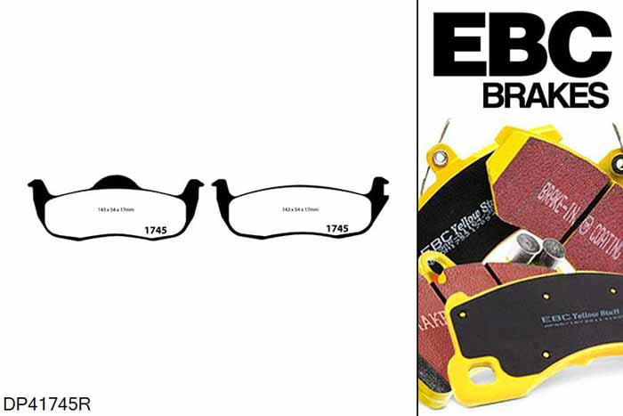 DP41745R, Jeep Grand Cherokee, 4.7 Grand Cherokee, EBC Yellowstuff remblokken set achteras, Voor modellen met remschijf diameter van 320mm aan de achteras