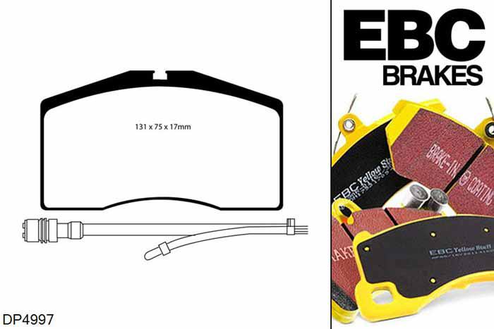 DP4997R, Audi S/RS RS2, 2.2 Turbo 311 PK 1993-1996, EBC Yellowstuff remblokken set vooras, Voor modellen met Brembo remklauwen aan de vooras, Voor modellen met een remschijf diameter 322mm