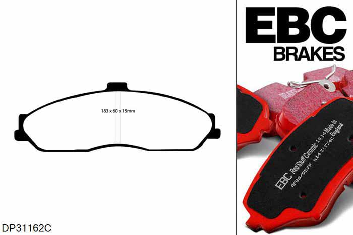DP31162C, Chevrolet Corvette (C6), 6.0 2005-2008, EBC Redstuff remblokken set vooras, Voor modellen met een remschijf diameter 325mm
