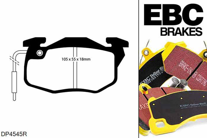 DP4545R, Peugeot 205, 1.6 1990-1997, EBC Yellowstuff remblokken set vooras, Voor modellen met Bendix remklauwen aan de vooras, Voor modellen met een remschijf diameter 247mm