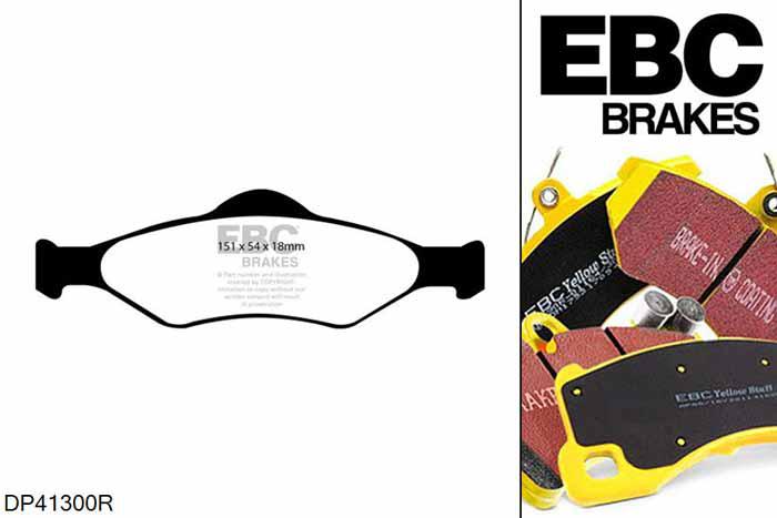 DP41300R, Ford Fiesta Mk5, 1.8 TD 2000-2002, EBC Yellowstuff remblokken set vooras, Voor modellen met ATE remklauwen aan de vooras, Voor modellen met een remschijf diameter 240mm