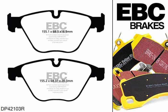DP42103R, BMW 5 Series (F11), 520 d (2.0 TD) 2010-2017, EBC Yellowstuff remblokken set vooras, Voor modellen met ATE remklauwen aan de vooras, Voor modellen met een remschijf diameter 348mm