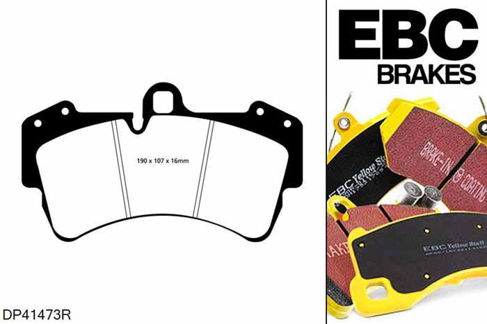 DP41473R, Porsche Cayenne, 4.5 Twin Turbo 450 PK 2003-2007, EBC Yellowstuff remblokken set vooras, Voor modellen met Brembo remklauwen aan de vooras, Voor modellen met een remschijf diameter 350mm