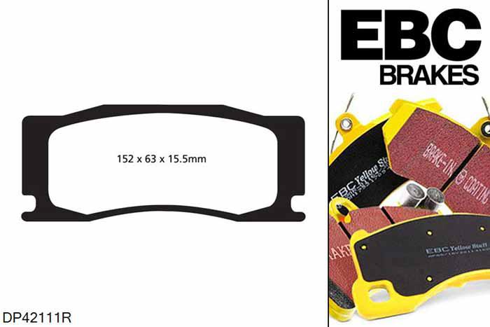 DP42111R, Jaguar XKR, 5.0 Supercharged 510 PK 2009-2014, EBC Yellowstuff remblokken set vooras, Voor modellen met Alcon remklauwen aan de vooras, Voor modellen met een remschijf diameter 400mm