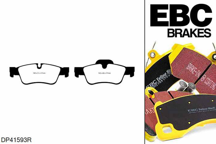 DP41593R, Mercedes GL-Class (X164), GL320 (3.0TD) 224 PK GL-Class (X164), EBC Yellowstuff remblokken set achteras Voor modellen met ATE remklauwen aan de achteras, Voor modellen met remschijf diameter van 330mm aan de achteras