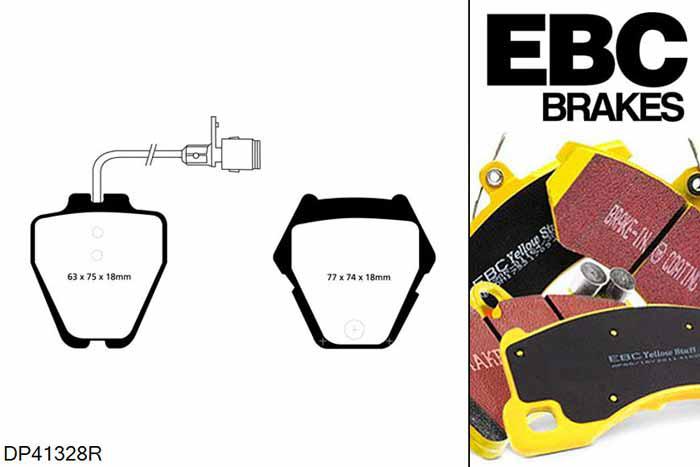 DP41328R, Audi A8 (D2/4D), 2.5 TDI 1998-2002, EBC Yellowstuff remblokken set vooras, Voor modellen met Girling/TRW remklauwen aan de vooras, Voor modellen met een remschijf diameter 323mm