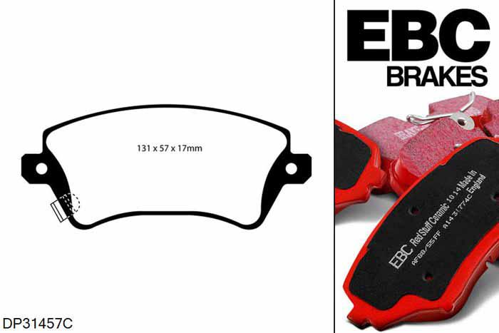 DP31457C, Toyota Corolla, 1.4 TD (NDE120) 2004-2007, EBC Redstuff remblokken set vooras, Voor modellen met een remschijf diameter 275mm