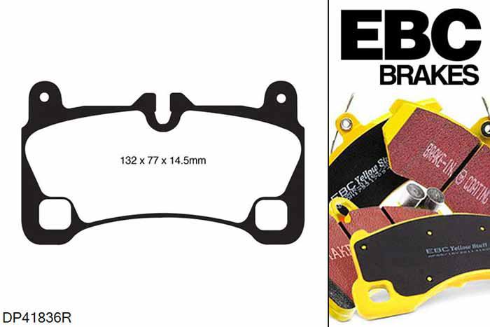 DP41836R, Audi Q7 (4L), 4.2 Q7 (4L), EBC Yellowstuff remblokken set achteras Voor modellen met Brembo remklauwen aan de achteras, Voor modellen met remschijf diameter van 358mm aan de achteras