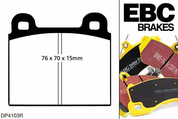 DP4103R, Opel Monza, 2.5 1979-1983, EBC Yellowstuff remblokken set vooras, Voor modellen met ATE remklauwen aan de vooras, Voor modellen met een remschijf diameter 271mm