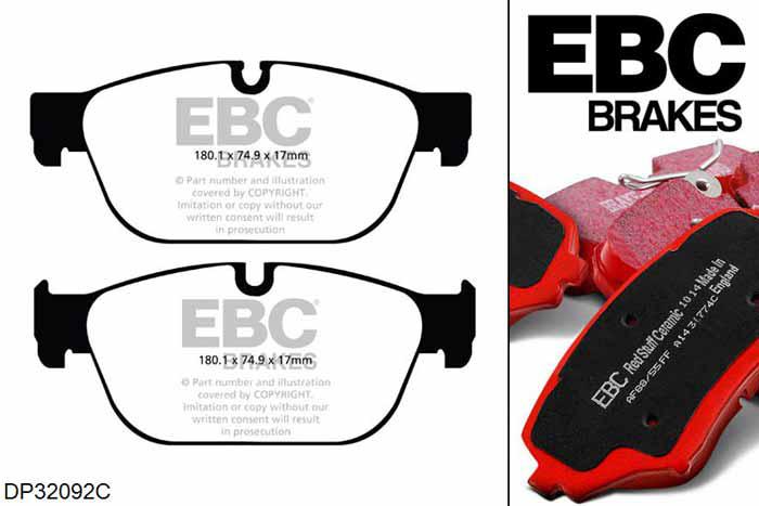 DP32092C, Peugeot 508 RXH, 2.0 TD hybrid 200 PK 2012-, EBC Redstuff remblokken set vooras, Voor modellen met ATE remklauwen aan de vooras, Voor modellen met een remschijf diameter 340mm