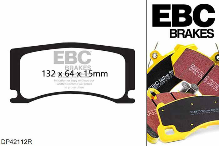 DP42112R, Jaguar XK, 5.0 385 PK XK, EBC Yellowstuff remblokken set achteras Voor modellen met Alcon remklauwen aan de achteras, Voor modellen met remschijf diameter van 350mm aan de achteras